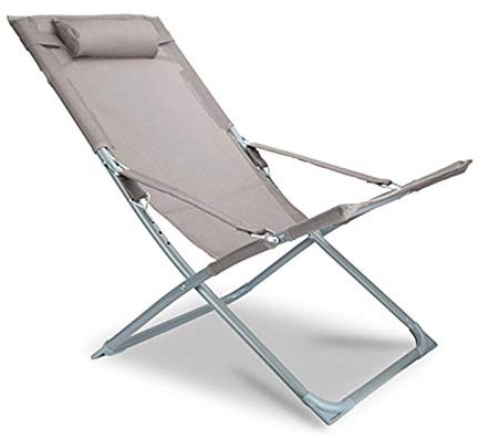 WUTONG Klappbare Sonnenliegen Gartenstühle Liegen Stahlrohrbeschichteter Verstellbarer ergonomischer Strandkorb, grau/blau