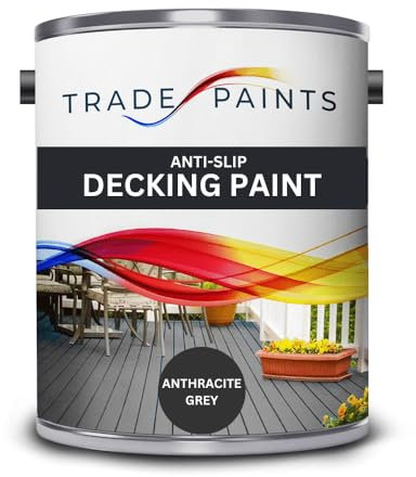 Anti-Slip Garden Decking Paint – Anthracite Grey - 5L - Durable Non-Slip Garden Deck Floor Coating for Wood & Timber, Weatherproof Outdoor Finish