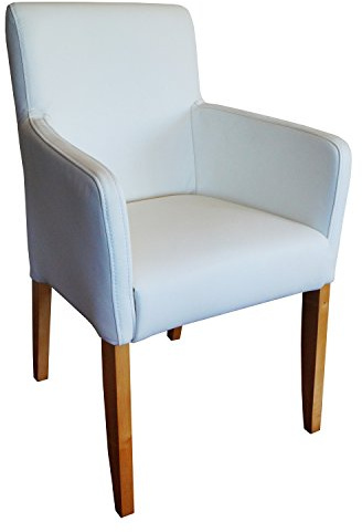Quattro Meble Weiße Lederstühle Echtleder Esszimmerstühle Massivholz Stühle David Arm Lederstühle Sessel Armlehnstuhl Echt Leder Toledo Bianco Esszimmer Stuhl