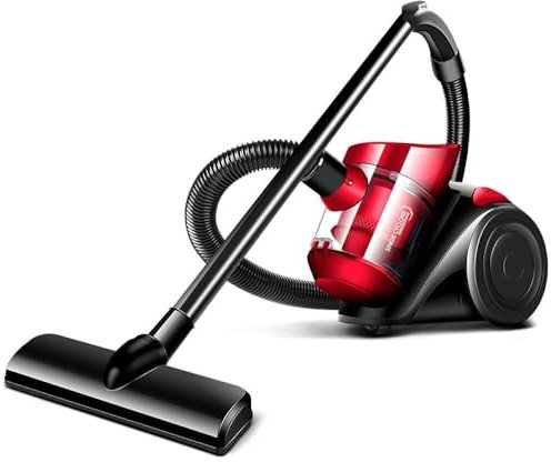 Bagless Cylinder Vacuum Cleaner, Red 1.5L 1200W High Power - Lightweight, Cordless & Compact Design for Hardfloor Carpet - Multiple Filtration, Mite Removal - Ideal for Home Cleaning