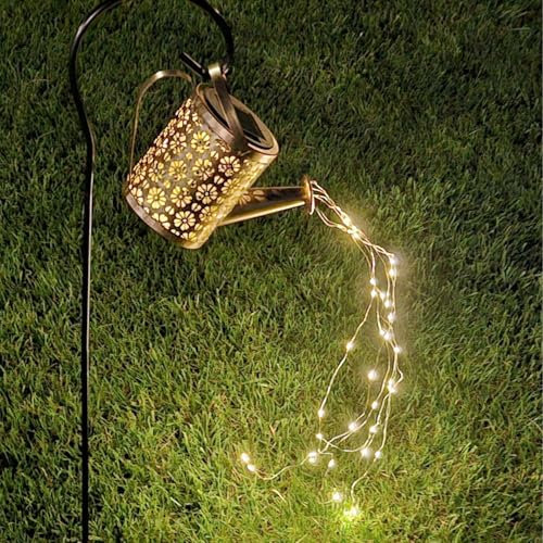 BEPER P207ILO002 Lámpara Solar Decorativa para Jardín y Patio, Iluminación en Cascada con 36 Mini-Luces LED, Varilla de 80 cm con Doble Clavija, Resistente al Óxido, Recargable, IP44