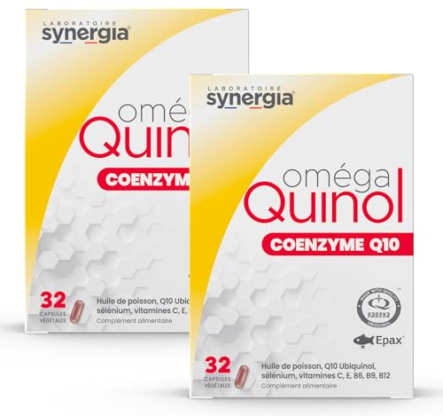 OMÉGA QUINOL Lot de 2X32 Capsules | À Base d'Ubiquinol, la Forme Activée Du Coenzyme Q10 | Améliore votre Équilibre Énergétique | Laboratoire SYNERGIA