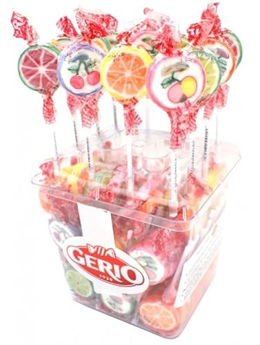 Piruletas Rock Temáticas – Caja de 100 Unidades | Diseños Divertidos de Animales, Emoticonos y Frutas | Sin Gluten (Frutas)