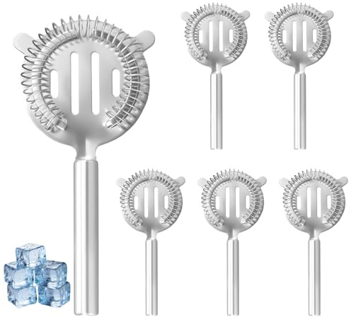 6 Pack Stainless Steel Cocktail Strainer, Filter for Home Bars & Themed Parties