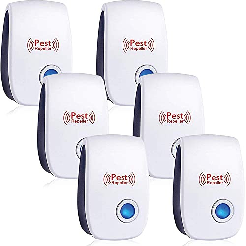 6 Piezas Repelente Ultrasónico de Plagas, Electrónico Repelente Mosquitos Insectos Control de Plagas,Repelente Ultrasónico Ratas para Moscas, Mosquitos, Ratones,Cucarachas, Arañas, Hormigas,Insectos