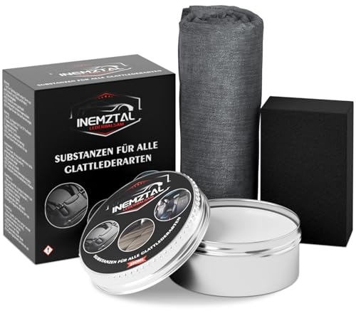 InemzTal Kit d'entretien professionnel du cuir pour voiture - Contient 250 ml de baume pour cuir + éponge + chiffon en microfibre - Soin du cuir haute performance pour sièges auto en cuir