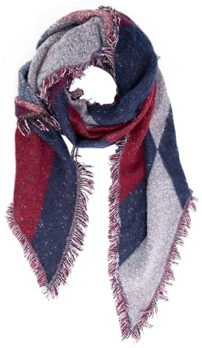 NONMON Schal Damen Warme Winter Schals Langer Damen Schal Kariert Pashmina Karo Tartan Schultertuch Musselin Deckenschal XXL Oversized Fransen Poncho für Herbst Winter 250x70cm, Braun