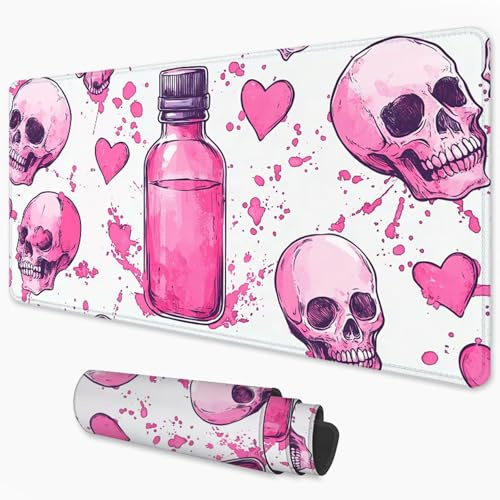 Alfombrilla Ratón Rosa Mouse Pad 1200x600 mm, Grande Alfombrilla Gaming Halloween con Superficie Especial Que Mejora la Velocidad y la precisión, Mousepad Impermeable para Gamers, PC y Portátil 3Y-646