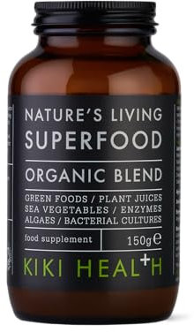 KIKI Health Nature's Living Superfood Powder - Immune System Support Blend of Raw Green Foods & Plant Juices - Contains 36 Alkalising Ingredients -Gluten Free, Suitable for Vegetarians & Vegans 150g