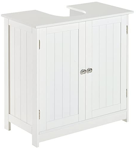 HOMCOM Under Sink Bathroom Storage Cabinet 2 Layers Vanity Unit Wooden - White