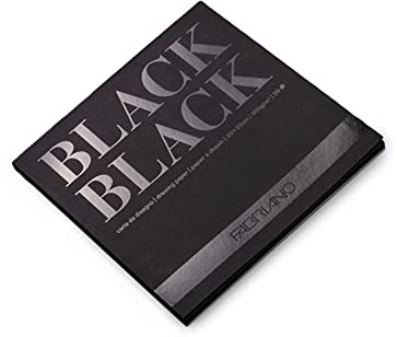 Honsell 19100389 - Fabriano Black Black Block, tiefschwarzes Papier mit matter, unbeschichteter Oberfläche, 300 g/m², 20 x 20 cm, 20 Blatt, ideal für Pastelle, Farbstifte und Marker