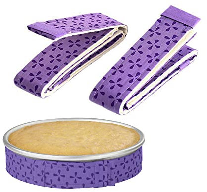 GWAWG Purple Cake Baking Strips 2PCS Adjustable Round Cake Baking Tray Protector