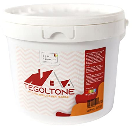 Italia colorpaint Tegoltone Pittura Acrilica per Tegole e Coppi Coperture in Fibrocemento e Tetti (Litri 2,5, Rosso)