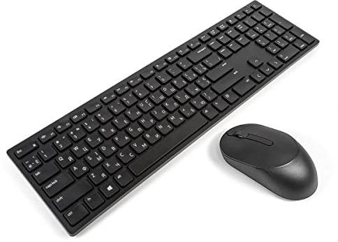 DELL KM5221W UKRAINIAN Pro Kabellose Tastatur und Maus Combo Pack, Schwarz