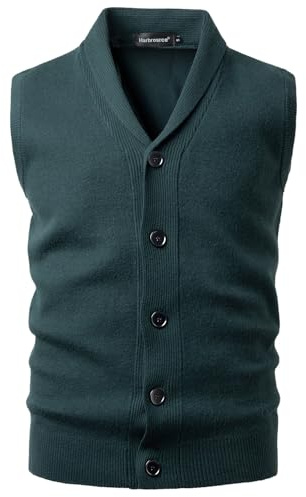 Harbrosrce Chalecos de Punto para Hombre Jerséis sin Mangas Cárdigan con Botones