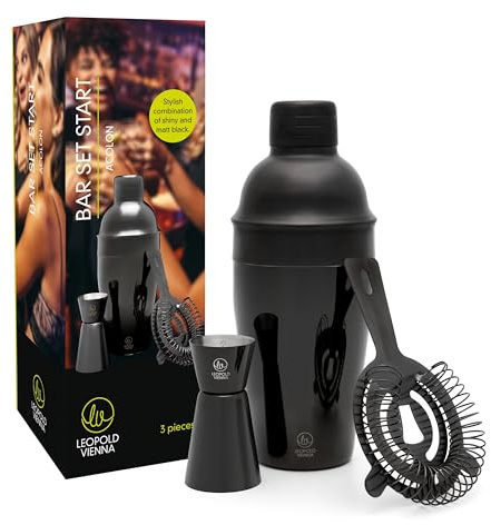 Leopold Vienna - Acolon 3-teiliges schwarzes Geschenkset (Shaker, Sieb, Pipette) - Geschenkset