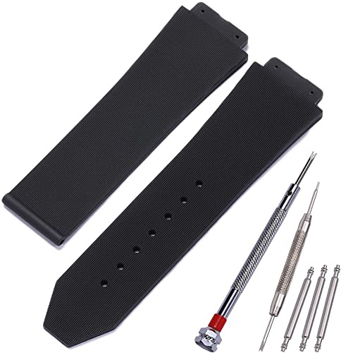 MCXGL Ersatz-Gummiarmband, 25 mm x 19 mm, kompatibel mit Hublot Big Bang Silikon-Uhrenarmband, Sport, wasserdicht, lineare Textur
