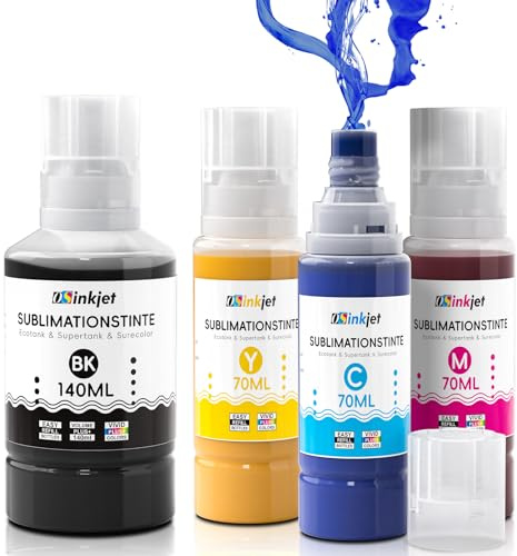 Osinkjet Sublimationstinte Kompatibel für Epson Ecotank ET-1810 ET-2810 ET-2820 ET-2870 ET-2861 ET-2862 ET-15000 ET-8550 ET-2850 ET-2856 ET-2811 ET-2876 (Schwarz,Cyan, Magenta,Gelb)
