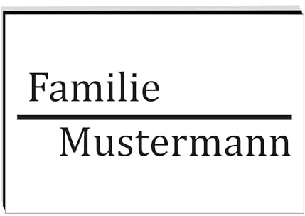 KIWISTAR UG - ab 1x - Namensschild Strich 80x40mm Briefkastenschild selbstklebend - weiß schwarz - Klingelschild personalisiert - Briefkastenschild - Türschild - mit Gravur - UV und wetterfest