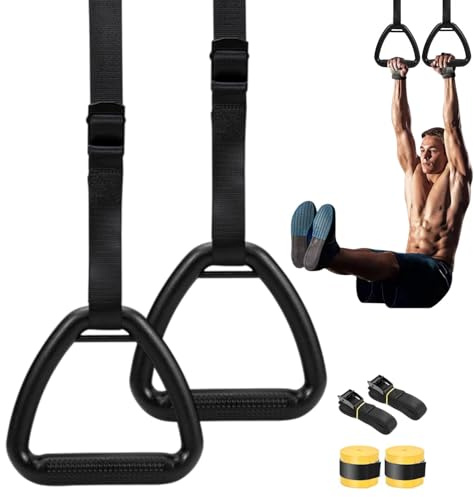 Calisthenics Ringar, Gymnastikringar för Pull Up Bar, Träningsringar för vuxna, Träningsutrustning, justerbara remmar Träningsutrustning, halkfria träningstillbehör för träning Träningsträning