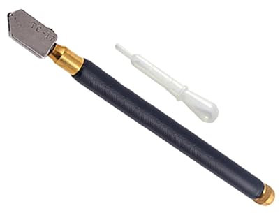 TC-17 Oil Glass Cutter Metal Handle Diamond Straight Head Cutting Tool Black