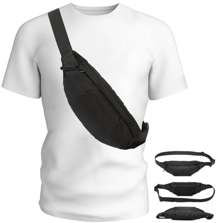 Handy Umhängetasche Herren, Klein Handy Gürteltasche Herren, Damen Herren Brusttasche Handy Schultertasche Handytasche Geldbörse Wasserdicht Sport Bauchtasche Hüfttasche Outdoor Reise Wandern, Schwarz