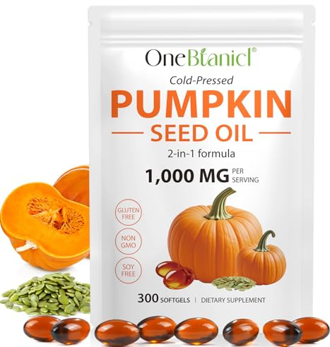 Pumpkin Seed Oil Capsules, Pumpkin Seed Oil for Hair Growth, with Essential Fatty Acids, Efficient Absorption, Support Hair, Heart, Skin Supplement | Non-GMO | Gluten Free, 300PCS