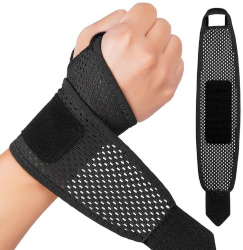 Beugo Wrist Support, Adjustable Wrist Strap for Men Women, Breathable Hand Brace for Office Gym Tennis, Black