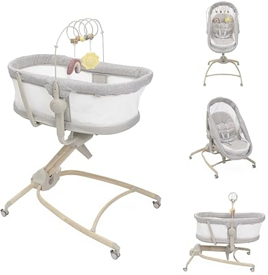 Chicco Baby Hug 4in1 Armonia, Culla, Sdraietta, Seggiolone e Sedia da Tavolo 0-36 Mesi, Altezza Regolabile a Pedale, Barra Gioco e Tessuto a Rete per Circolazione Aria, Soluzione Salvaspazio