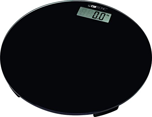 Clatronic Personenwaage | Elektronische Glas-Personenwaage | Messbereich bis 150 kg | Auflösung von 2,5-150 kg: 100-g-Schritte | Batteriebetrieb| Automatische Abschaltung | PW 3369 schwarz