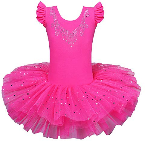 ZNYUNE Fille Tutu Ballet Danse Robe Classique 184 Rose Vif XL pour 5-6 Ans
