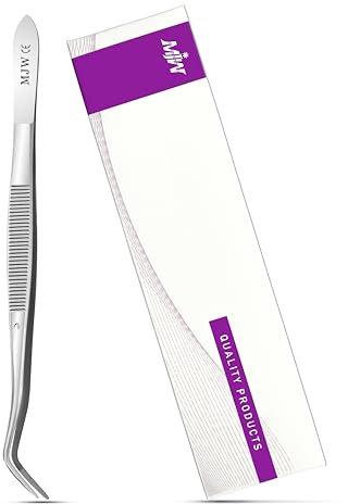 MJW Pinzas Curvas de Acero Inoxidable Pinzas Ideales Para Máquinas de Coser de 6,5 Pulgadas de Largo para Overlock, Pinzas de Precisión Para Manualidades y Cocina con Punta Doblada Dentada