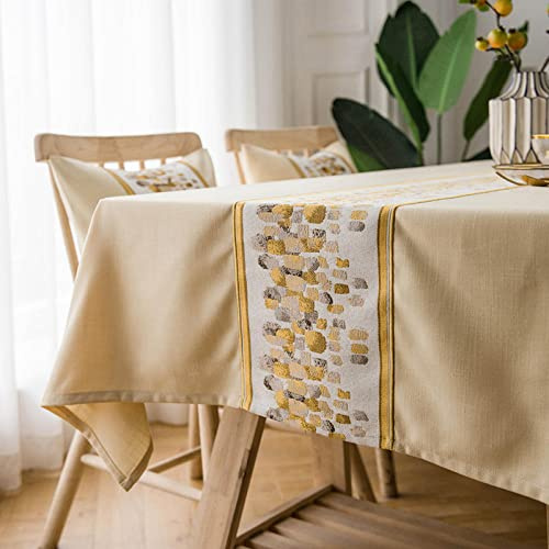 Qkoimpnrd Mantel Mesa Rectangular Antimanchas Impermeable Cubremesa Resistente Al Desgaste de Lino de Algodón para de Hogar Picnic del Hotel Tienda de Café Amarillo 135 × 300cm