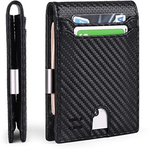 i! - RFID Geldbeutel Slim Geldbörse Geldklammer Geldclip Herren - SMART Brieftasche Kreditkartenetui Kartenetui Portemonnaie - Carbon schwarz