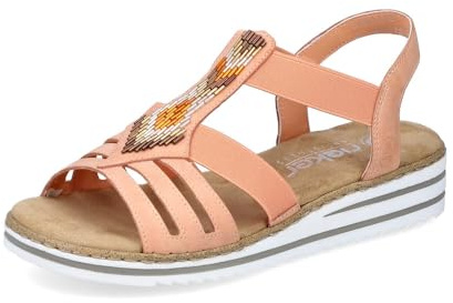 Rieker Damen Riemchensandalen V0651, Frauen Sandalen,Sommerschuhe,Freizeitschuhe,offene Schuhe,Strandschuhe,Sandaletten,Orange (38),38 EU / 5 UK