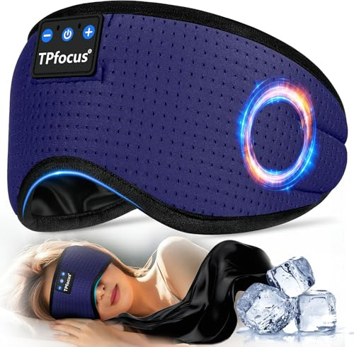 TPfocus Schlafmaske Kopfhörer Seitenschläfer Schlafmaske Bluetooth Waschbar Lichtblockierende Schlafbrille mit Mikrofon für Reisen/Nickerchen/Yoga/Meditation/Schlafen