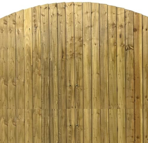 BEDS PLANET Feather Edge Overlapped Panel, Top Dome Fence Panel, 6ft Length, Shoulder Height, Treated Vertical Feather Edge Closeboard Planks (6ft (L) x 5ft (H))