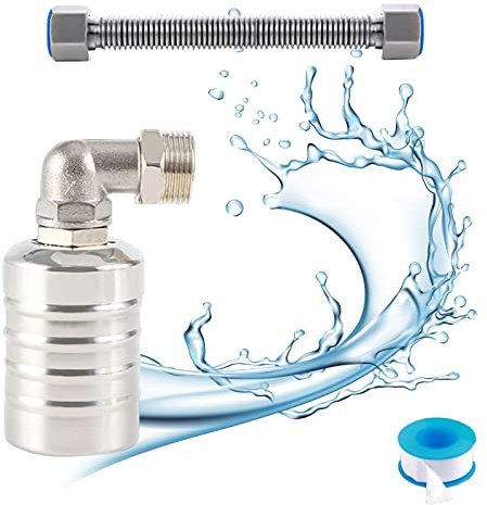 Yallmie Automatic Float Valve Water Level Control, 1/2 3/4 304 Stainless Steel Automatic Water Level Controller, Mini Float Ball Valve for Water Tank Pool Water Tower (6 Points Side Water Intake)
