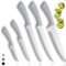 ZUNOVI Juego de Cuchillos Cocina, Set de 5 Cuchillos de Acero Inoxidable con Mango Ergonómico | Utensilios de Cocina para Carne, Vegetales, Frutas y Pan | Accesorios cocina (Gris Claro)