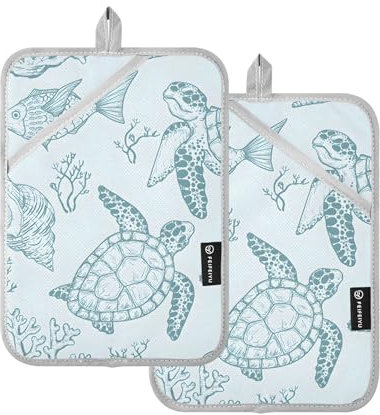 Set di presine resistenti al calore a forma di tartaruga, per cucina, forno, presine, con tasche, confezione da 2