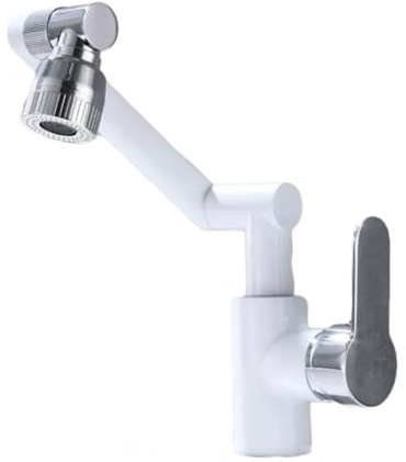 Bathroom Tap Gray All-Copper Washbasin Hot and Cold Water Faucet Bathroom Household Washbasin Washbasin Under-Counter Basin Universal Faucet (White+Silver)