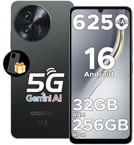 DOOGEE 5G Mobile Phones NOTE 59 PRO, Android 16 Phone With Gemini AI, Octa Core 2.3GHz, 120Hz 6.75HD+, 6250mAh, 32GB+256GB/2TB Smartphone, Sim Free Unlocked Mobile Phones, Widevine L1,Fingerprint,NFC
