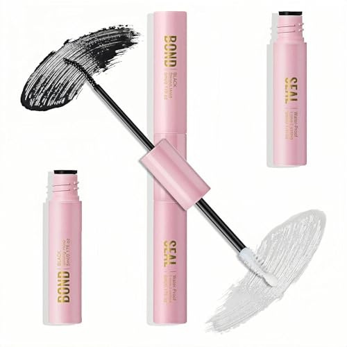 Eyelash Glue Bond and Seal, 2-in-1 Lash Glues for Eyelash Extensions, Strong Hold & Waterproof Black Cluster Lashes Glues for DIY Extensions, Eyelashes Adhesive Black Lashes Glue Clear