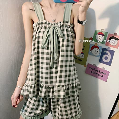 JCNAGXY Sweet Plaid Nightgown with Bow Top - Eco-Friendly and Elegant