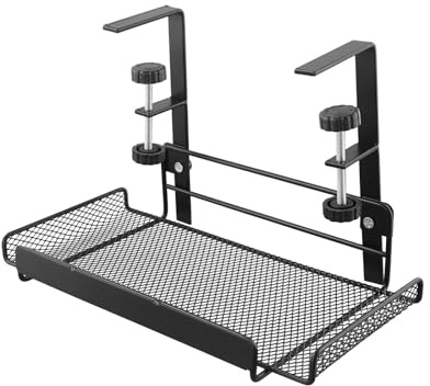 NiuLumea Plateau de gestion des câbles sous le bureau de 45 à 85 cm, organiseur de fils réglables pour un espace de travail soigné, construction en acier au carbone, noir