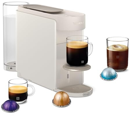 Nespresso Vertuo Up Coffee Pod Machine by Delonghi with, Precision brewing, Fast Heat-Up, Compact Design, Make Espresso, Americano, latte and perfect for over ice coffee, White (ENV200.W)