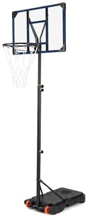 COSTWAY Canestro da Basket da Esterno, Canestro da Basket per Bambini con Altezza Regolabile 206-273,5 cm, Tabellone 82 cm e Base Riempiibile con Ruote, Sistema di Basket Portatile da Interno