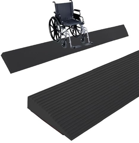 Türschwellenrampe, Rampe Saugroboter, bis 800 kg belastbar, Rollstuhlrampe, Selbstklebende Schwellenrampe Saugroboter, Gummi Rampe Türschwelle für Saugroboter, Kinderwagen (Schwarz, 90X8X1CM)