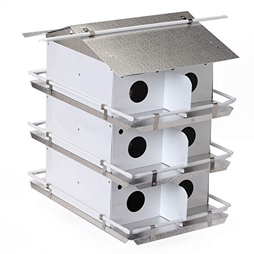 Birds Choice Purple Martin Bird House - Coates Original Bird House Design, 3 Floors / 12 Rooms, Assembly Required, Medium, White/Grey