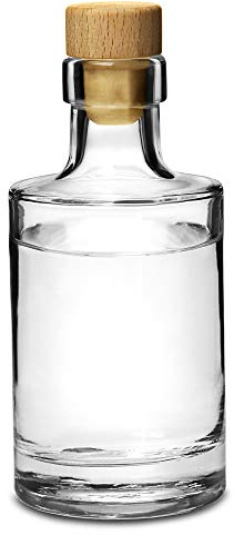 Galileo Flint Glass Bottle with Cork 7oz / 200ml - Set of 4 - Glass Bottle for Home Made Sloe Gin